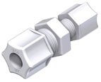 1/2" x 3/8" White Polypropylene Reducing Union Connector, Tube, JACO