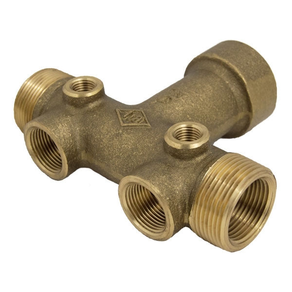 Boshart 1-1/4" x 3-5/8" Center To End, No Lead Brass Solid Tank Tee (2-07TK-13SF-2NL) - 2