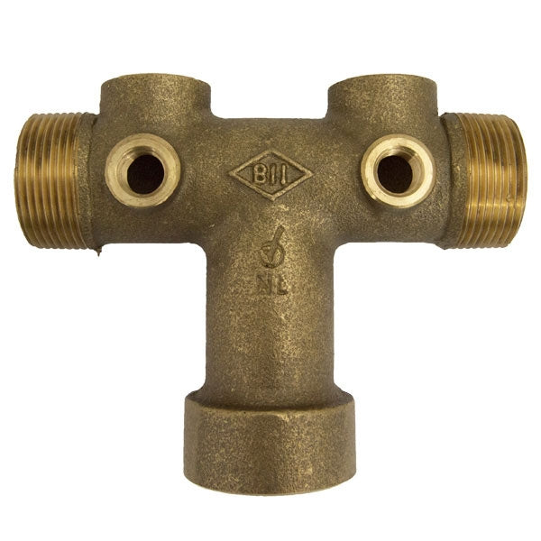 Boshart 1-1/4" x 3-5/8" Center To End, No Lead Brass Solid Tank Tee (2-07TK-13SF-2NL) - 1