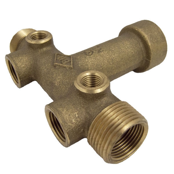 Boshart 1-1/4" x 3-5/8" Center To End, No Lead Brass Solid Tank Tee (2-07TK-25SF-2NL)