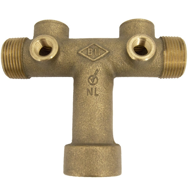 Boshart 1-1/4" x 3-5/8" Center To End, No Lead Brass Solid Tank Tee (2-07TK-25SF-2NL)