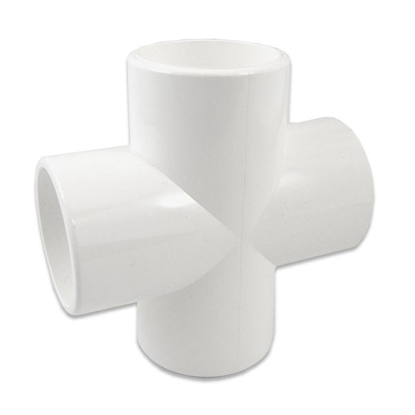 2" PVC Cross Furniture Fitting - White