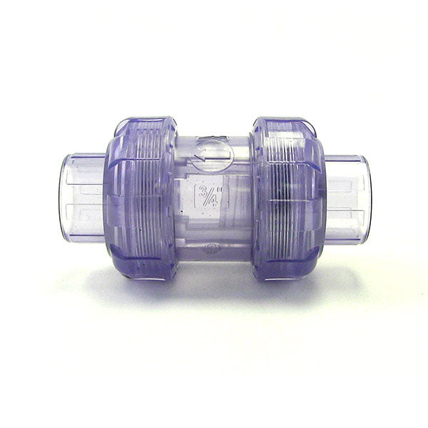 3/4" Clear PVC True Union Ball Check Valve (Clearance)
