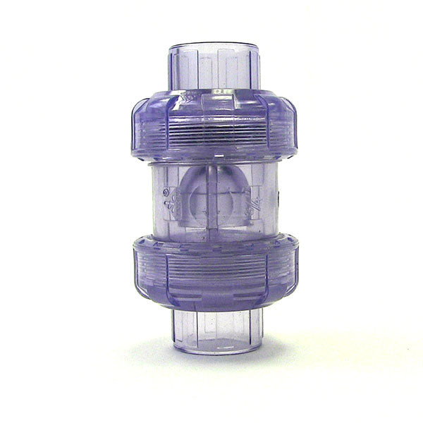 3/4" Clear PVC True Union Ball Check Valve (Clearance)