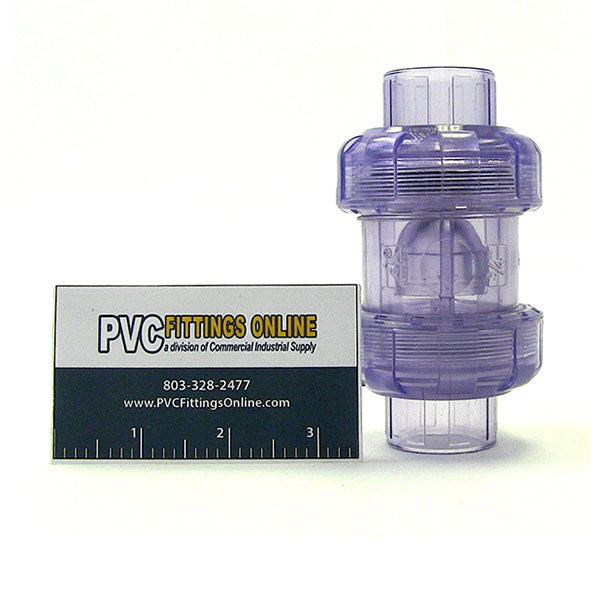 3/4" Clear PVC True Union Ball Check Valve (Clearance)