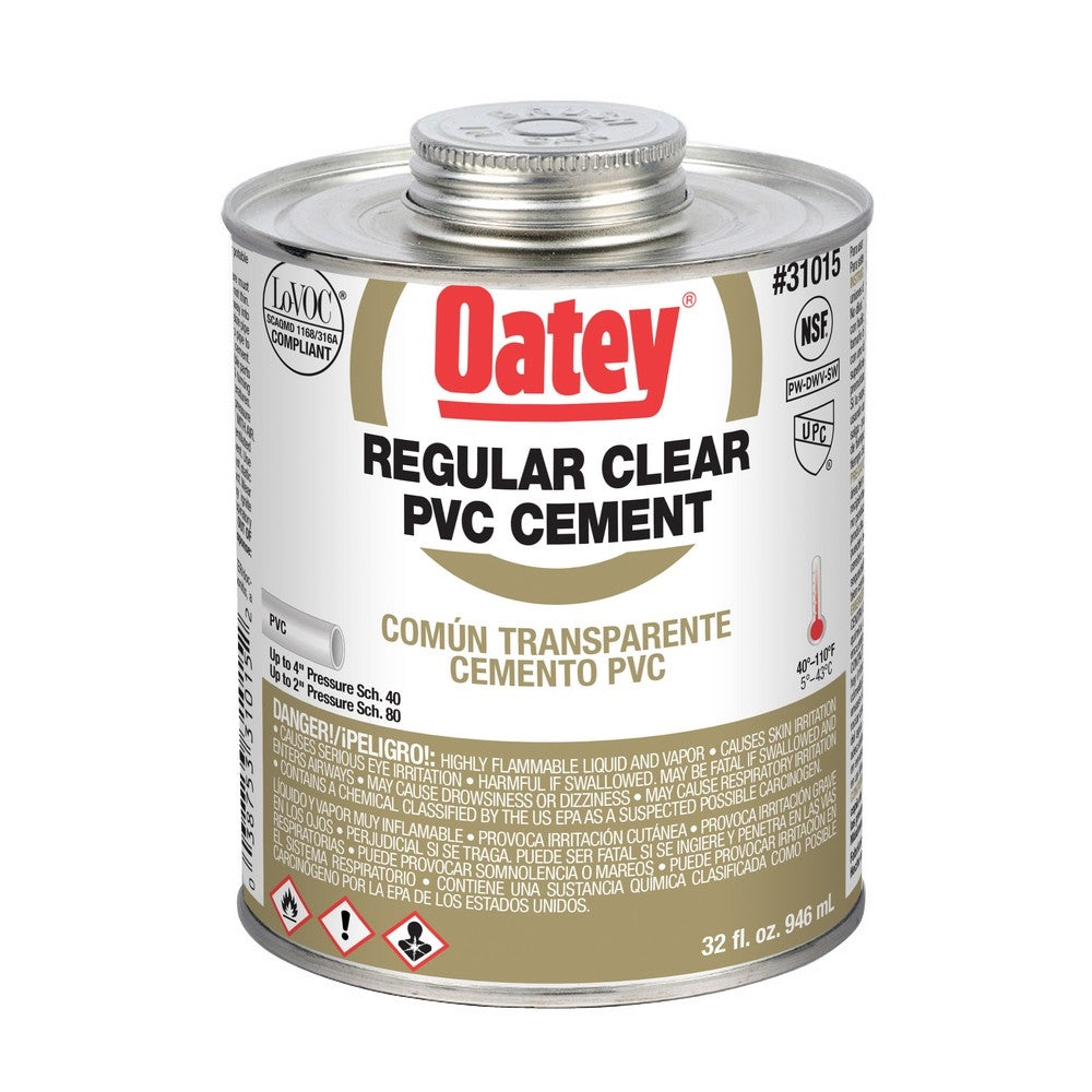 Oatey Regular Clear PVC Cement - 32 oz. (31015)