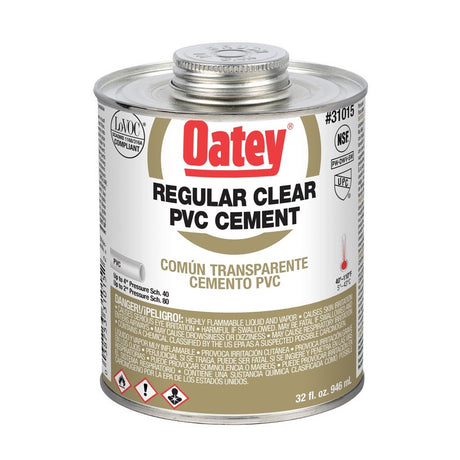 Oatey Regular Clear PVC Cement - 32 oz. (31015)