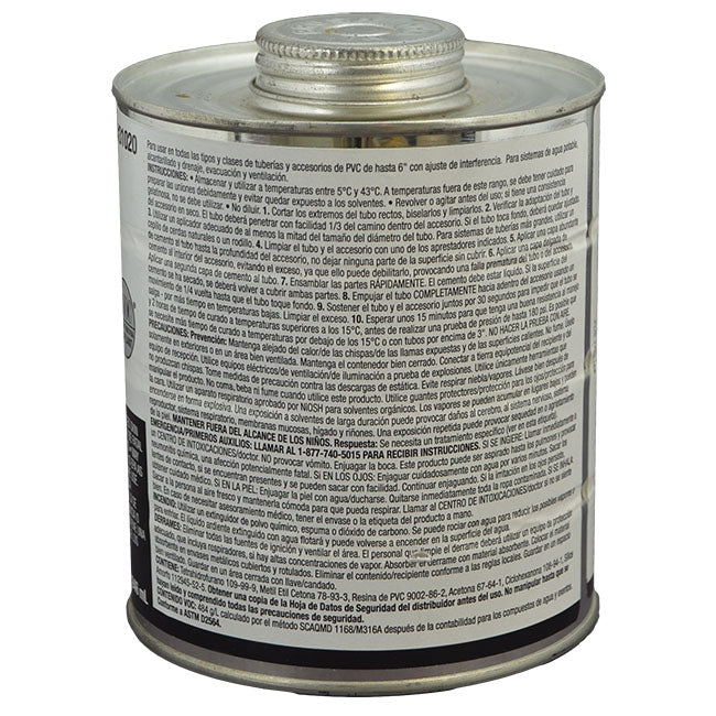 Oatey Medium Clear PVC Cement - Quart (31020) Side 2