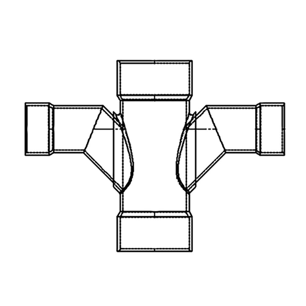 10" x 2" DWV PVC Double Sanitary Reducing Tee 3791-621 (Fabricated Fitting)