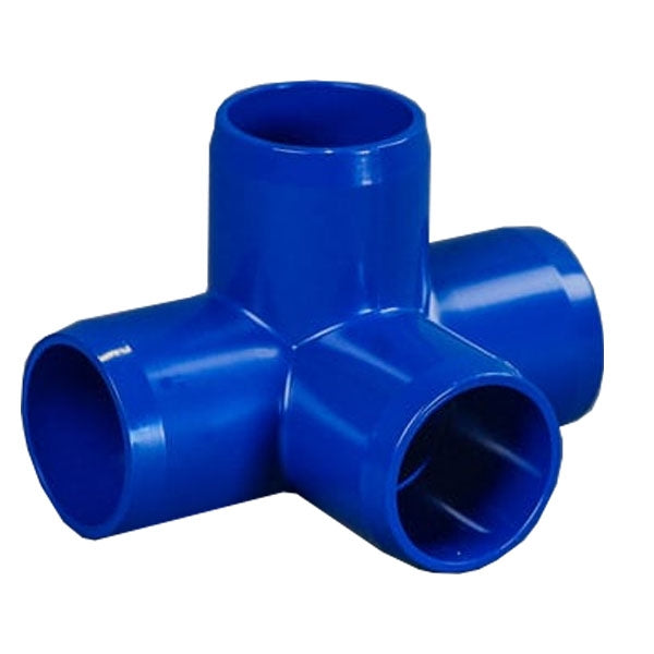 Blue 1-1/2" Furniture Fitting 4-way (FF-4W-015-BLUE)