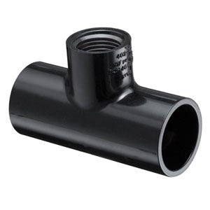3/4" x 3/4" x 1/2" Black Schedule 40 PVC Reducing Tee - Socket x Socket x FIPT (402-101B)