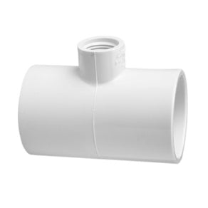 2-1/2" x 2-1/2" x 1-1/2" Schedule 40 PVC Reducing Tee - Socket x Socket x FIPT (402-291)