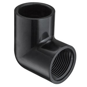 1-1/2" Black Sch 40 PVC 90 Elbow - Soc x Fipt 407-015B