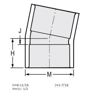 10" Sch 40 PVC 11-1/4 Elbow Soc 411-100F (Fabricated Fitting)