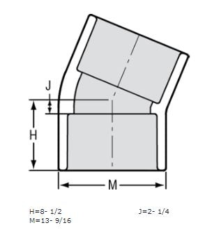 12" Sch 40 PVC 22-1/2 Elbow Soc 416-120F (Fabricated Fitting)