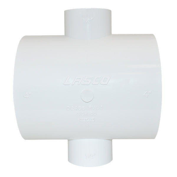 4" x 1-1/2" Schedule 40 Reducing Cross Slip x4 - Side View