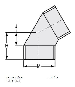 3/4" Sch 40 PVC 60 Elbow Soc 424-007F (Fabricated Fitting)