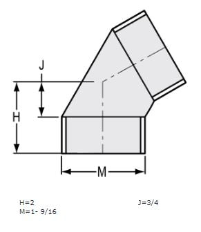 1" Sch 40 PVC 60 Elbow Soc 424-010F (Fabricated Fitting)