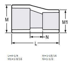 1-1/4" x 1" Sch 40 PVC Eccentric Reducer Coupling Soc 429-168FE (Fabricated Fitting)