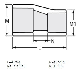 1-1/2" x 1-1/4" Sch 40 PVC Eccentric Reducer Coupling Soc 429-212FE (Fabricated Fitting)