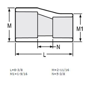 2" x 1" Sch 40 PVC Eccentric Reducer Coupling Soc 429-249FE (Fabricated Fitting)