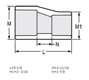 2" x 1-1/2" Sch 40 PVC Eccentric Reducer Coupling Soc 429-251FE (Fabricated Fitting)