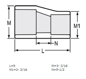 2-1/2" x 1-1/2" Sch 40 PVC Eccentric Reducer Coupling Soc 429-291FE (Fabricated Fitting)
