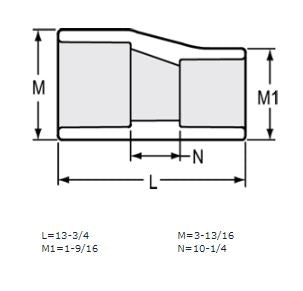 3" x 1" Sch 40 PVC Eccentric Reducer Coupling Soc 429-335FE (Fabricated Fitting)