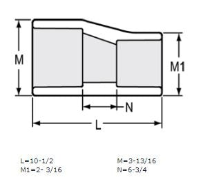 3" x 1-1/2" Sch 40 PVC Eccentric Reducer Coupling Soc 429-337FE (Fabricated Fitting)