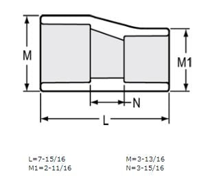 3" x 2" Sch 40 PVC Eccentric Reducer Coupling Soc 429-338FE (Fabricated Fitting)