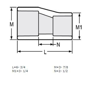 3" x 2-1/2" Sch 40 PVC Eccentric Reducer Coupling Soc 429-339FE (Fabricated Fitting)