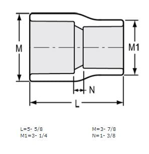3" x 2-1/2" Sch 40 PVC Reducer Coupling Soc 429-340F (Fabricated Fitting)