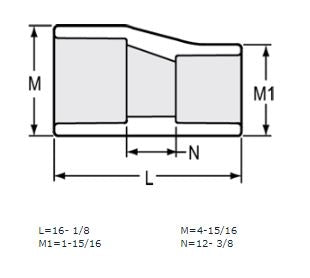 4" x 1-1/4" Sch 40 PVC Eccentric Reducer Coupling Soc 429-418FE (Fabricated Fitting)