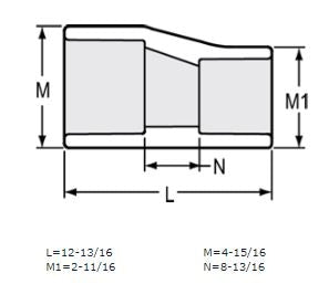 4" x 2" Sch 40 PVC Eccentric Reducer Coupling Soc 429-420FE (Fabricated Fitting)
