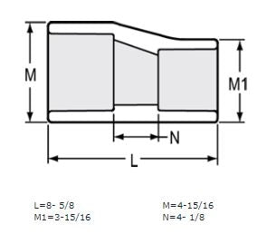 4" x 3" Sch 40 PVC Eccentric Reducer Coupling Soc 429-422FE (Fabricated Fitting)