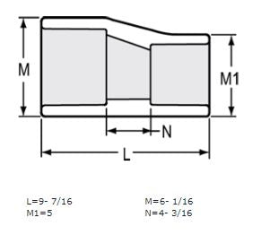 5" x 4" Sch 40 PVC Eccentric Reducer Coupling Soc 429-490FE (Fabricated Fitting)