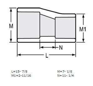 6" x 2" Sch 40 PVC Eccentric Reducer Coupling Soc 429-528FE (Fabricated Fitting)