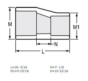 6" x 3" Sch 40 PVC Eccentric Reducer Coupling Soc 429-530FE (Fabricated Fitting)