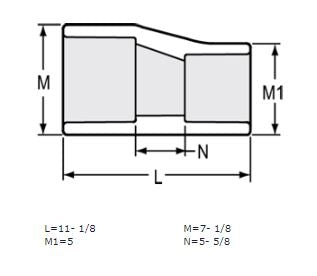 6" x 4" Sch 40 PVC Eccentric Reducer Coupling Soc 429-532FE (Fabricated Fitting)