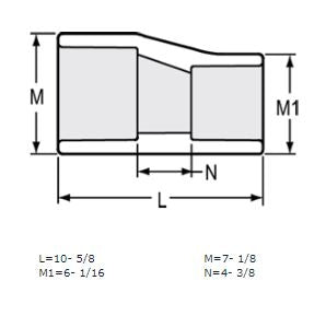 6" x 5" Sch 40 PVC Eccentric Reducer Coupling Soc 429-533FE (Fabricated Fitting)