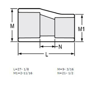 8" x 2" Sch 40 PVC Eccentric Reducer Coupling Soc 429-578FE (Fabricated Fitting)