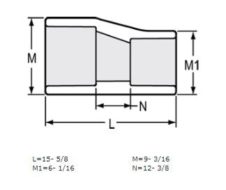 8" x 5" Sch 40 PVC Eccentric Reducer Coupling Soc 429-583FE (Fabricated Fitting)