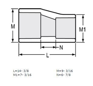 8" x 6" Sch 40 PVC Eccentric Reducer Coupling Soc 429-585FE (Fabricated Fitting)