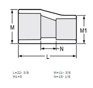 10" x 4" Sch 40 PVC Eccentric Reducer Coupling Soc 429-624FE (Fabricated Fitting)