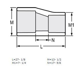 12" x 6" Sch 40 PVC Eccentric Reducer Coupling Soc 429-666FE (Fabricated Fitting)
