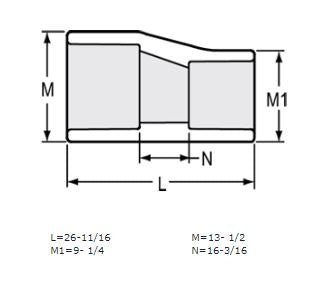 12" x 8" Sch 40 PVC Eccentric Reducer Coupling Soc 429-668FE (Fabricated Fitting)