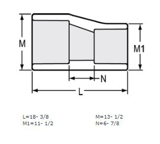 12" x 10" Sch 40 PVC Eccentric Reducer Coupling Soc 429-670FE (Fabricated Fitting)