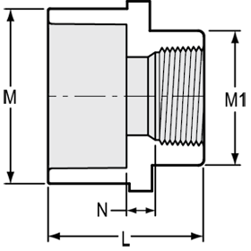 435-460F Drawing 4-1/2 x 4 Sch 40 PVC Reducing Female Adapter