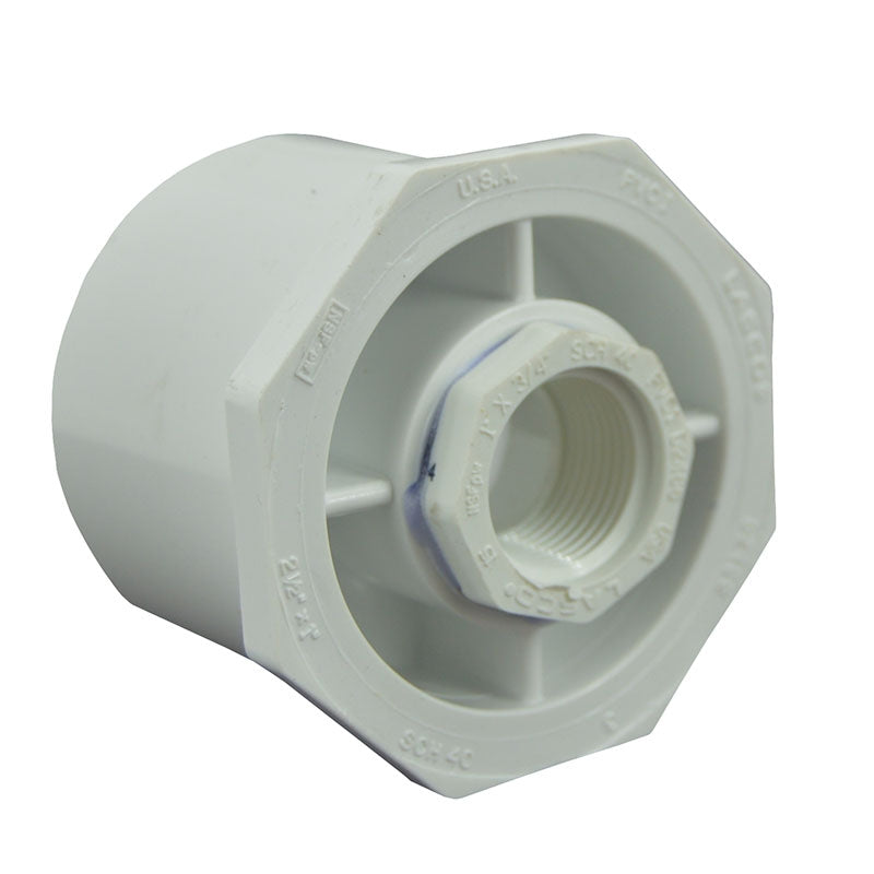 2-1/2" x 3/4" Sch 40 PVC Reducer Bushing Flush Style