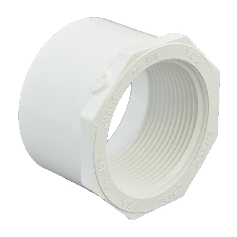 3" x 2-1/2" Sch 40 PVC Reducer Bushing Flush Style
